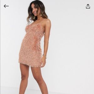 ASOS petite faux feather cupped strappy mini dress